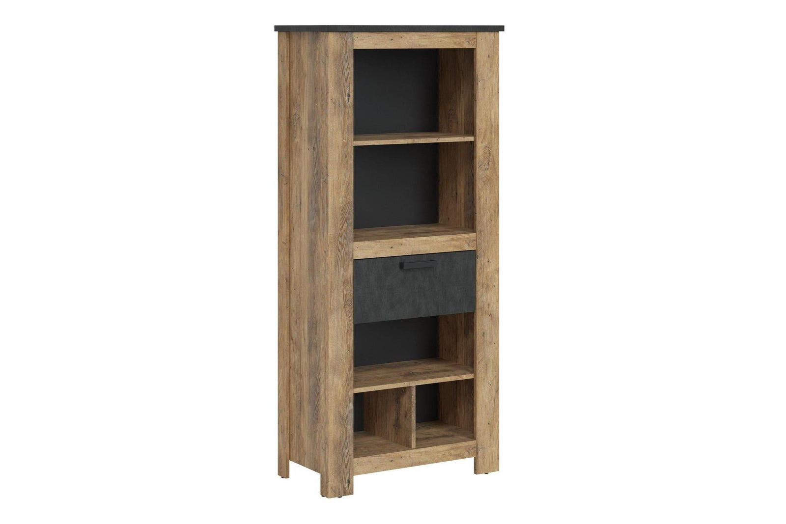 Rapallo 1 Drawer Bookcase In Chestnut And Matera Grey