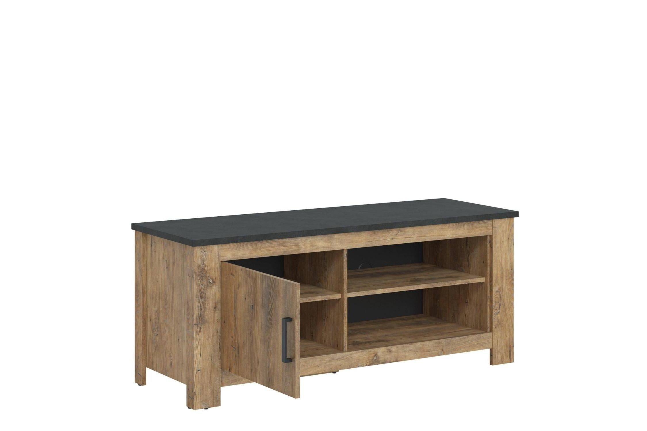 Rapallo 1 Door 138 Cm Tv Cabinet In Chestnut And Matera Grey