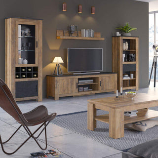 Rapallo 1 door TV Cabinet in Chestnut and Matera Grey - Msofas LTD