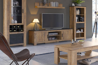 Rapallo 1 Door 138 Cm Tv Cabinet In Chestnut And Matera Grey