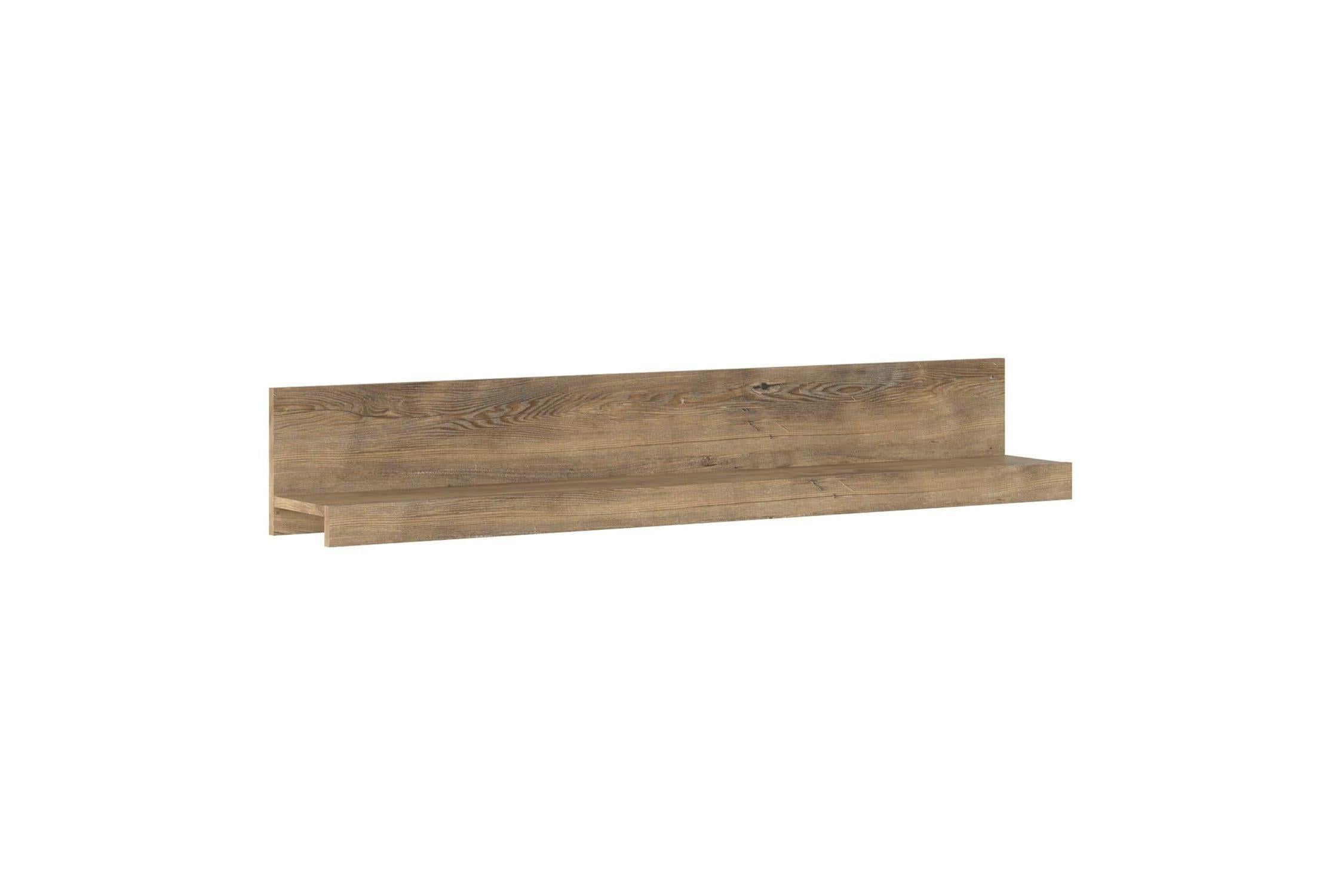 Rapallo 135cm Wide Wall Shelf In Chestnut And Matera Grey