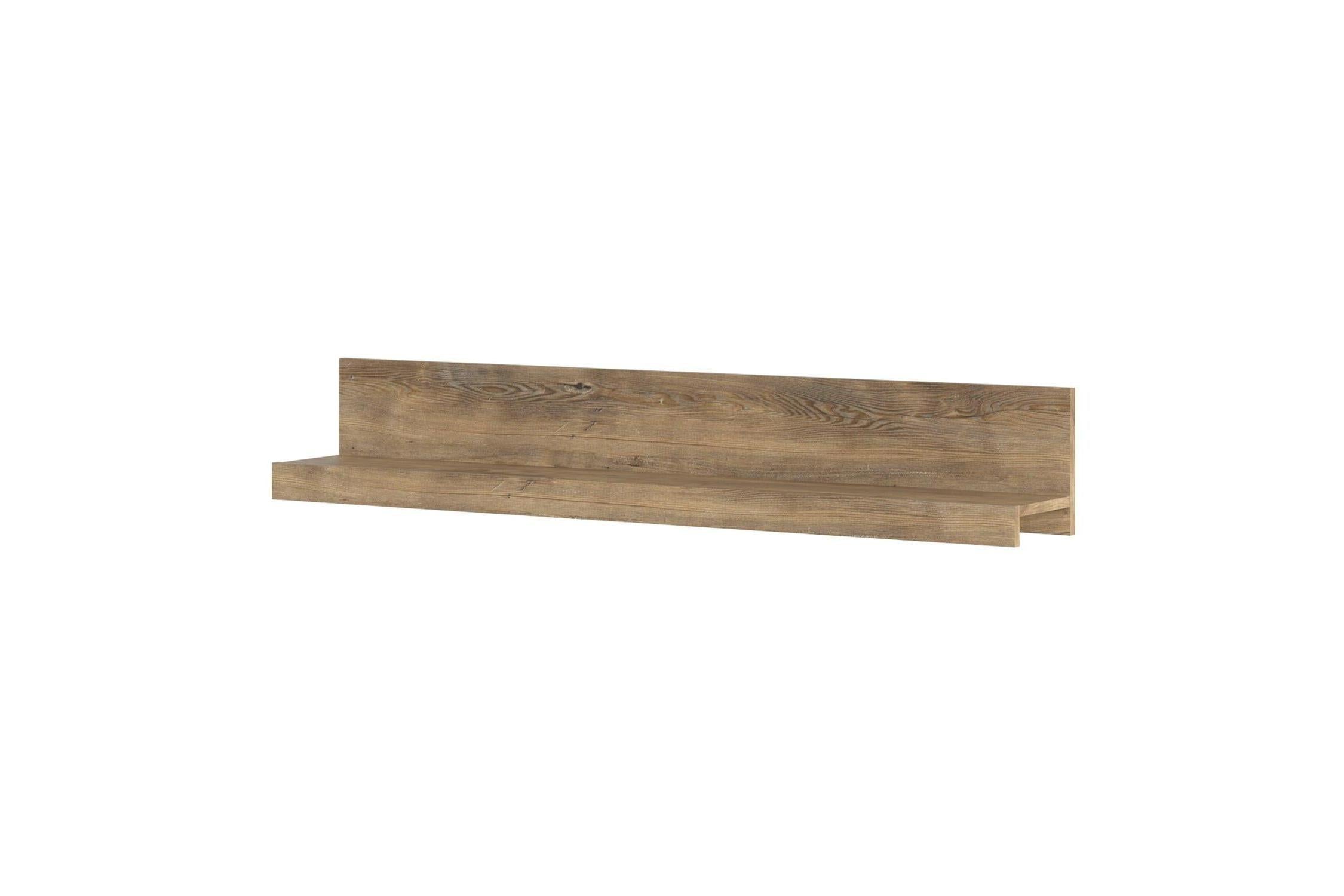 Rapallo 135cm Wide Wall Shelf In Chestnut And Matera Grey