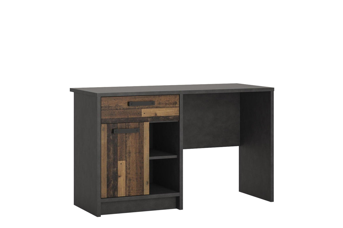 Brooklyn Desk With 1 Door And 1 Drawer In Walnut And Dark Matera Grey