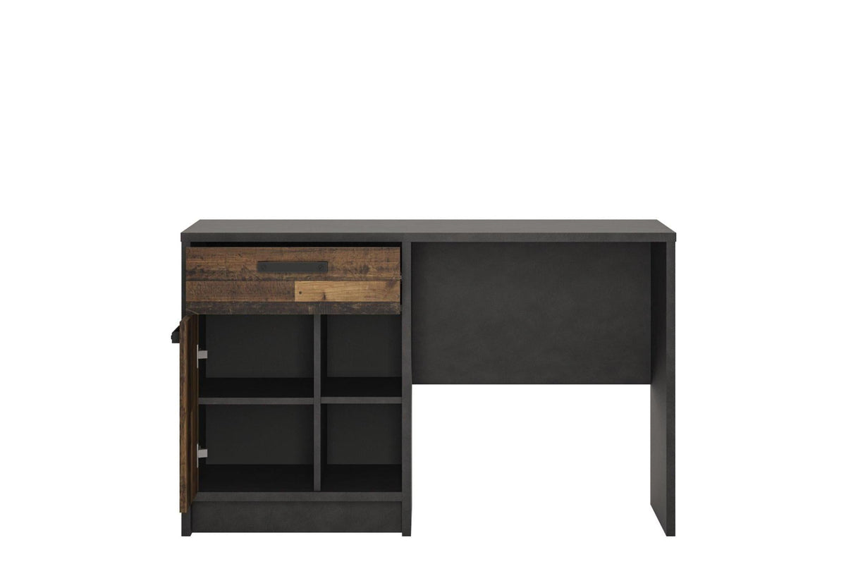 Brooklyn Desk With 1 Door And 1 Drawer In Walnut And Dark Matera Grey