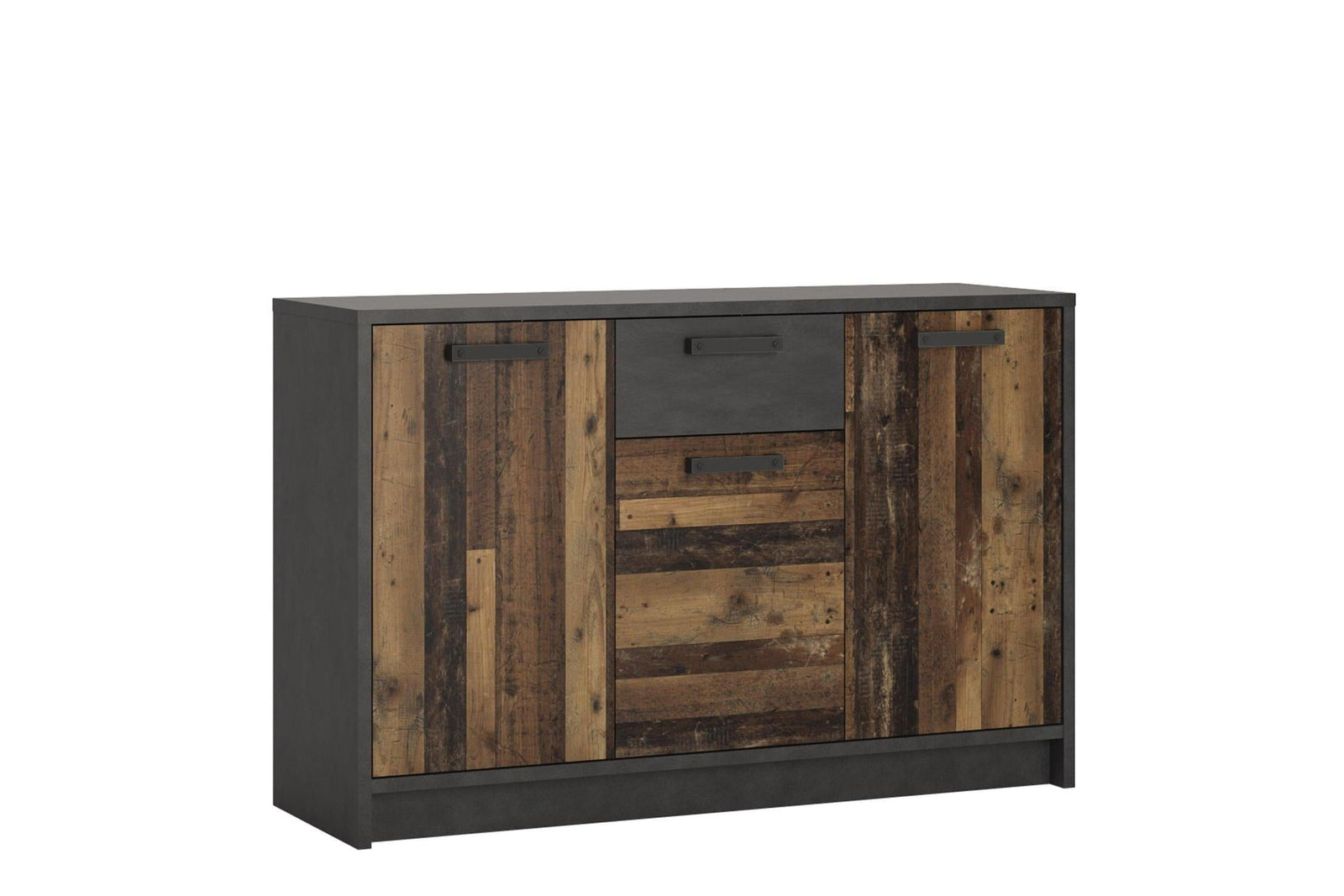 Brooklyn Cabinet With 3 Doors And 1 Drawer In Walnut And Dark Matera Grey
