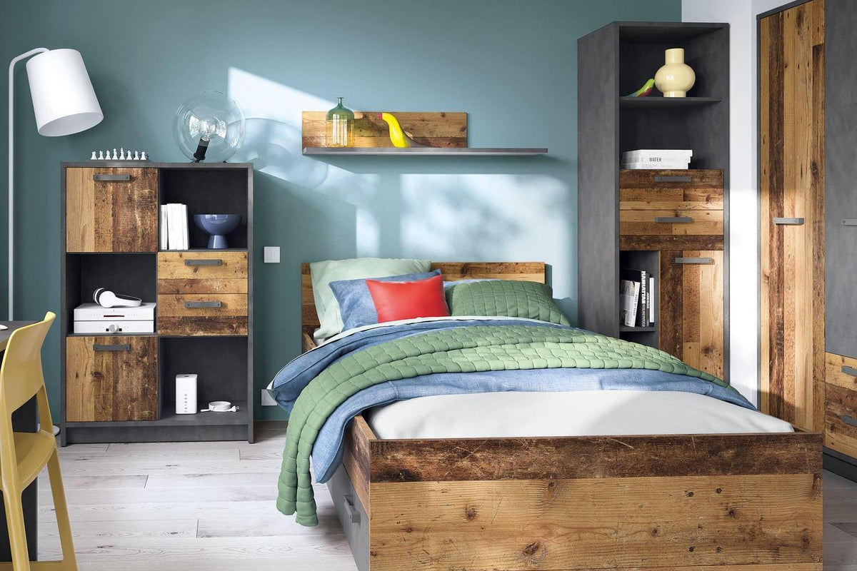 Brooklyn Shelf In Walnut And Dark Matera Grey