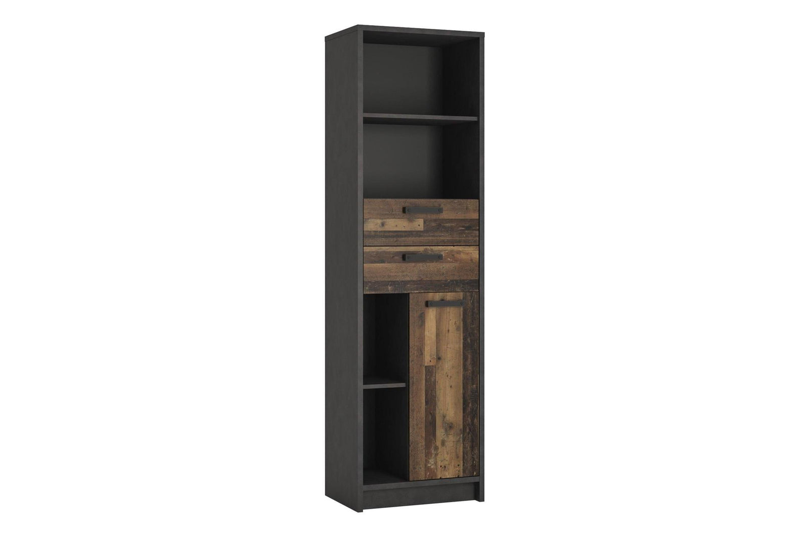 Brooklyn Bookcase In Walnut And Dark Matera Grey