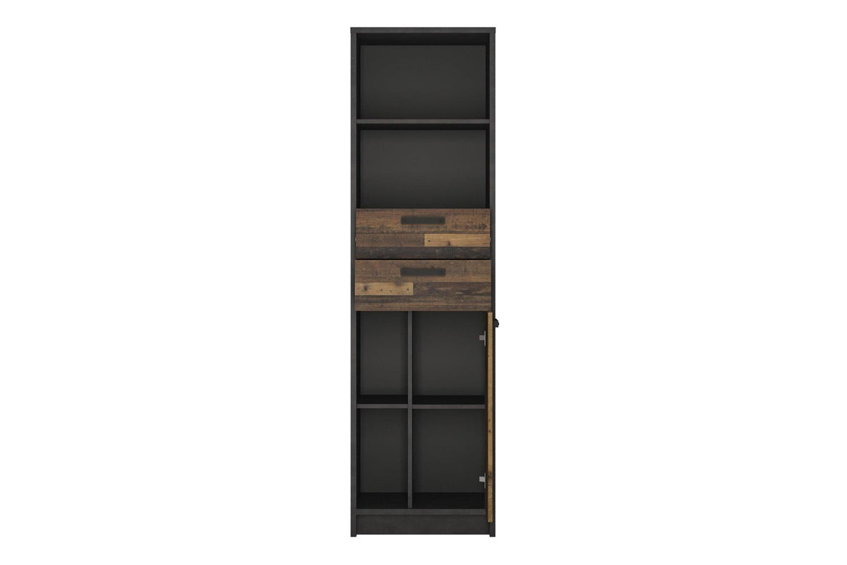 Brooklyn Bookcase In Walnut And Dark Matera Grey