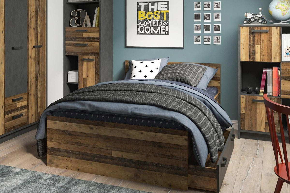 Brooklyn Underbed Drawer In Walnut And Dark Matera Grey