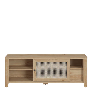 cestino 1 door 1 drawer tv unit in jackson hickory oak and rattan effect