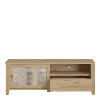 cestino 1 door 1 drawer tv unit in jackson hickory oak and rattan effect