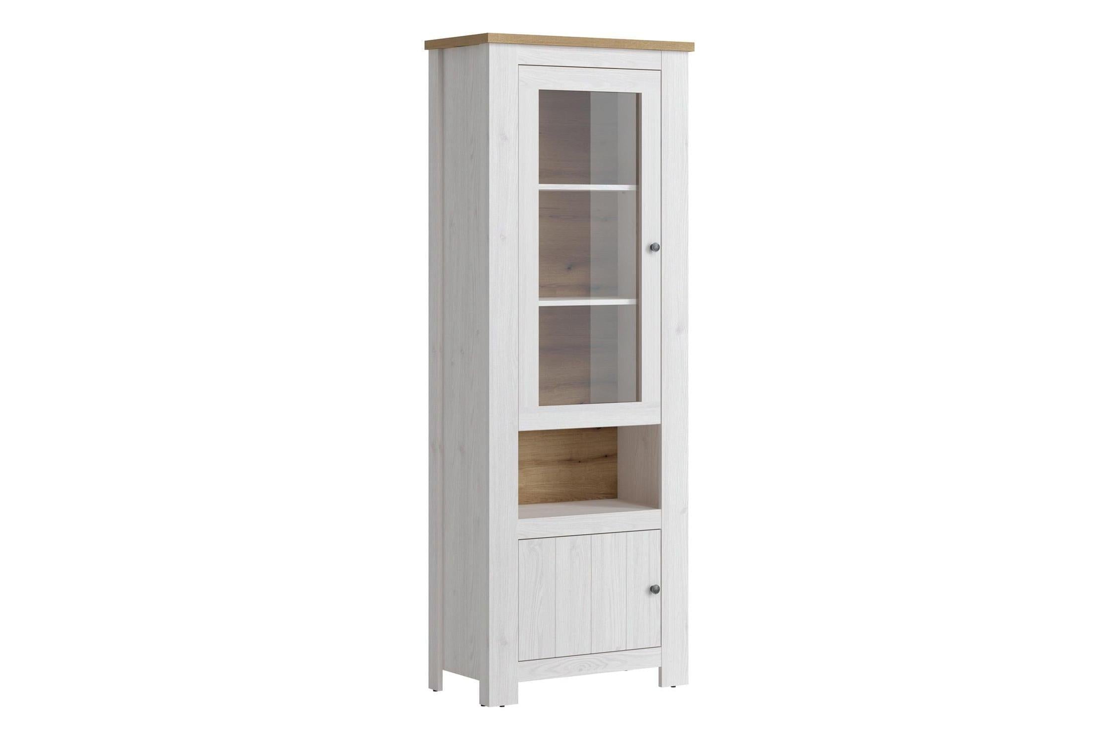 Celesto 2 Door Display Cabinet In White And Oak
