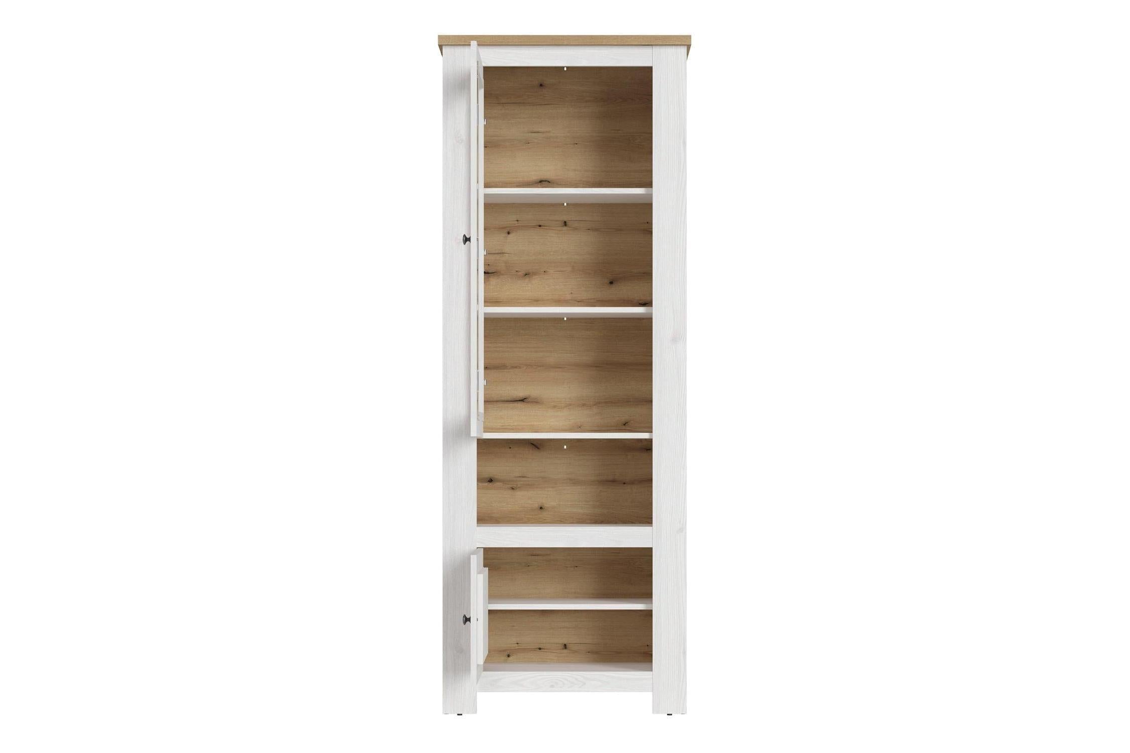 Celesto 2 Door Display Cabinet In White And Oak