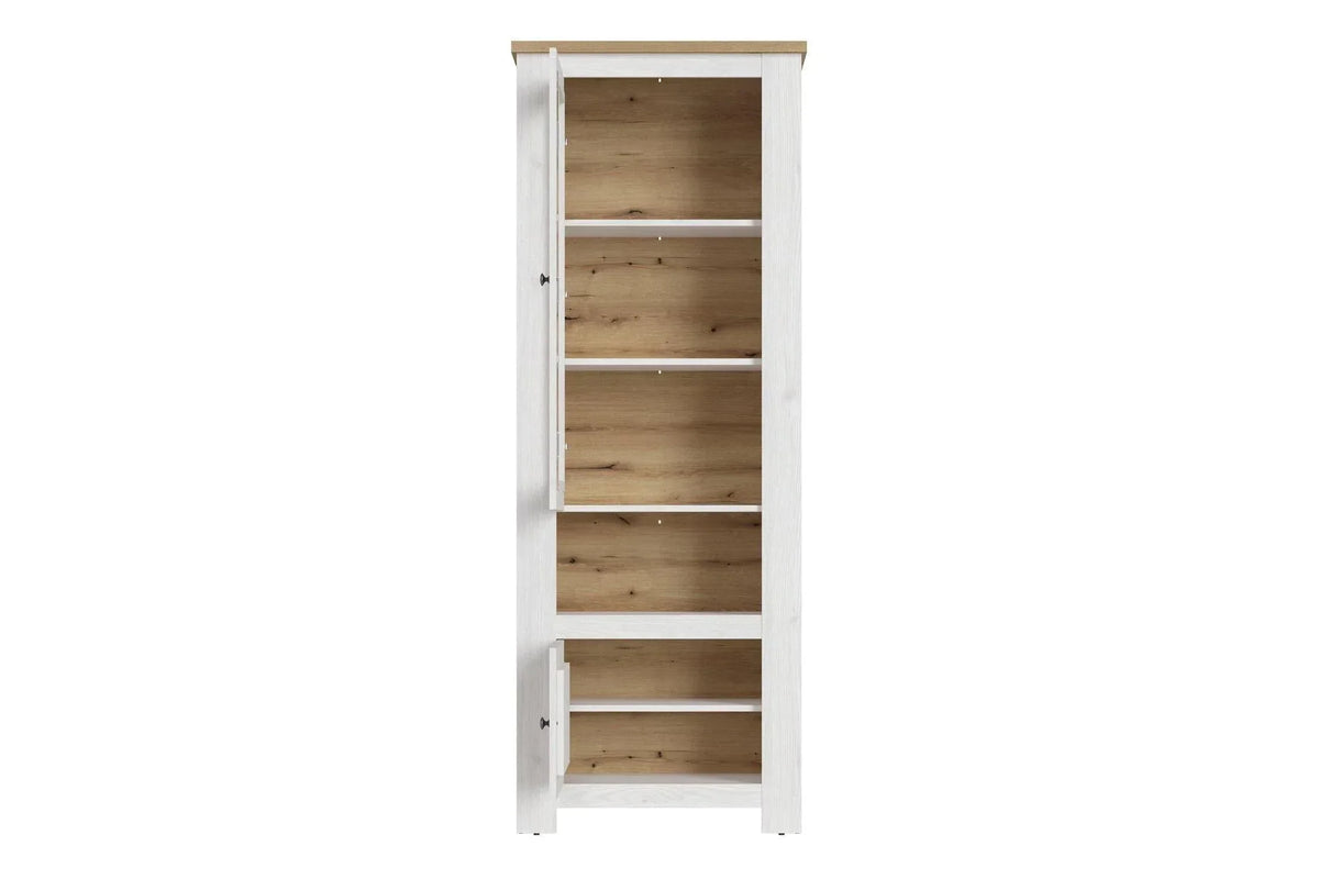 Celesto 2 Door Display Cabinet In White And Oak