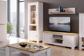 Celesto 2 Door Display Cabinet In White And Oak