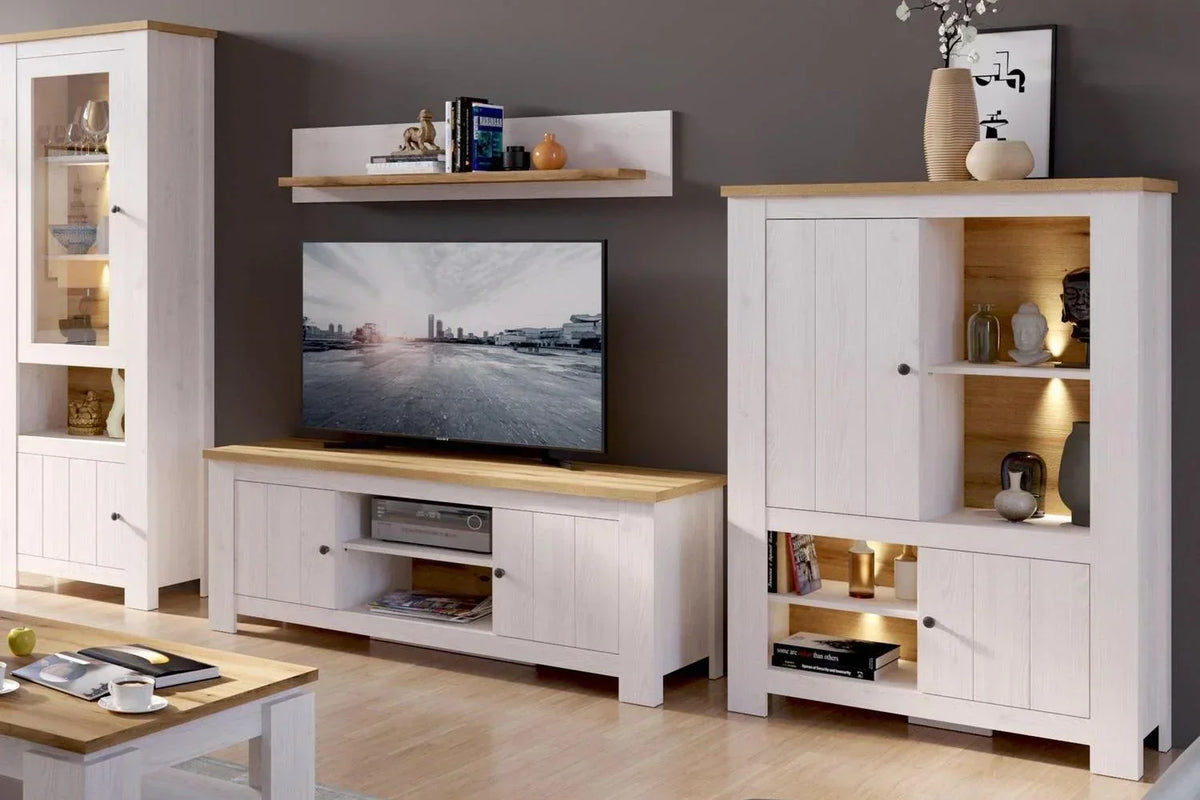Celesto 2 Door Wide Tv Unit In White And Oak (189cm)