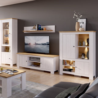 Celesto 2 Door Wide Tv Unit In White And Oak (189cm)
