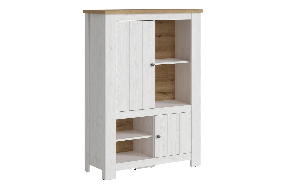 Celesto 2 Door 4 Shelves Cabinet In White And Oak