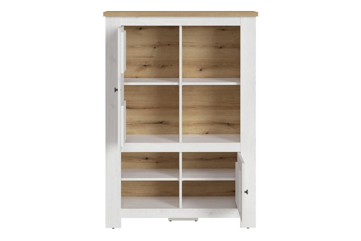 Celesto 2 Door 4 Shelves Cabinet In White And Oak