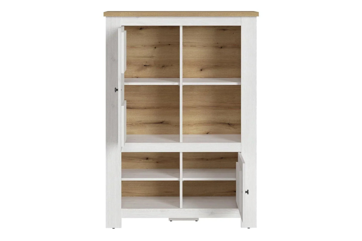 Celesto 2 Door 4 Shelves Cabinet In White And Oak