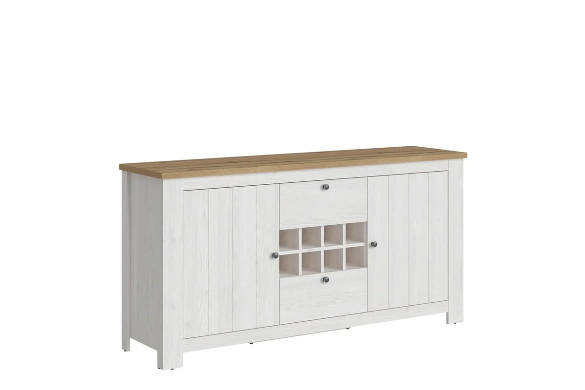 Celesto 2 Door 2 Drawer Sideboard With Wine Rack In White And Oak