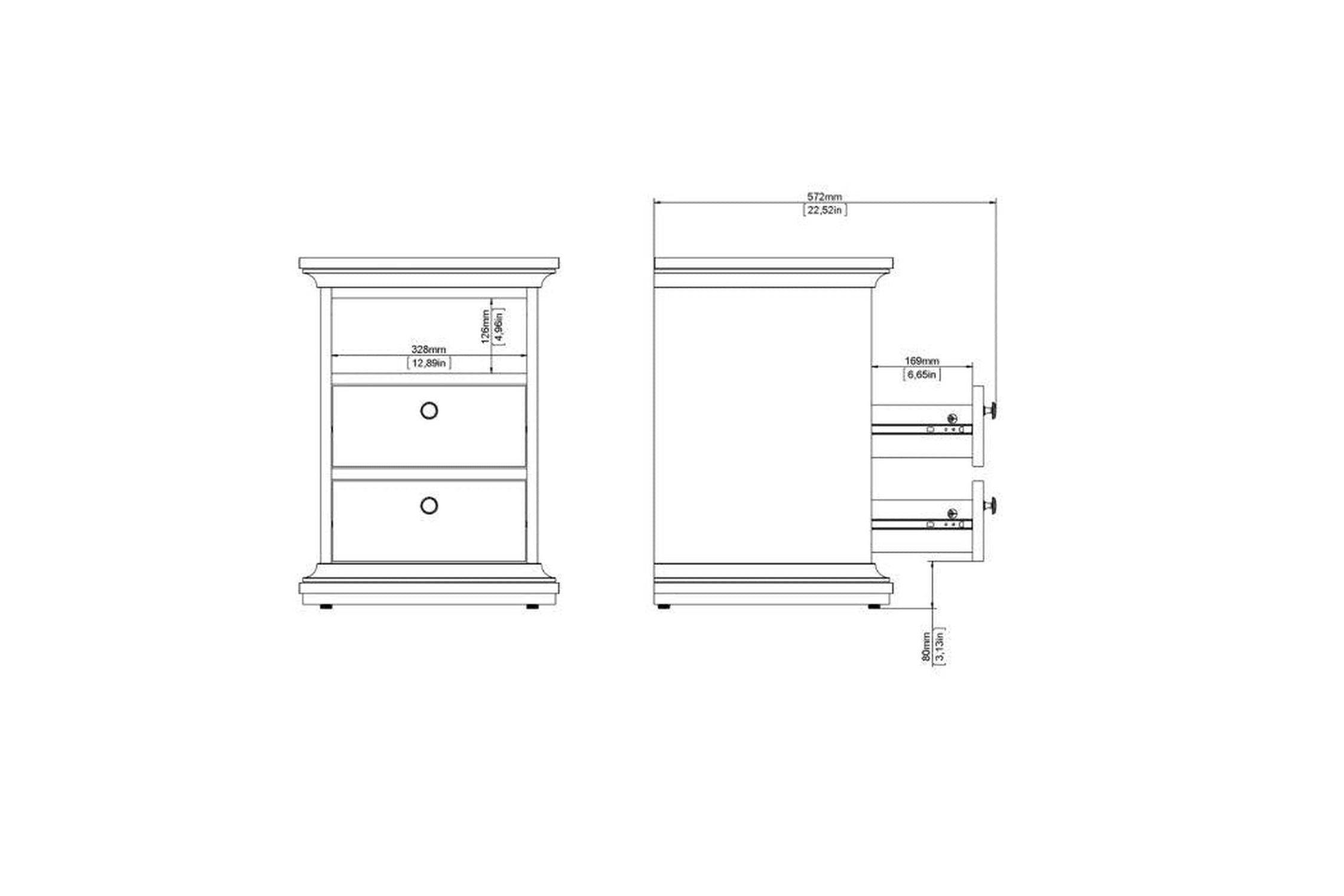 Paris Express Delivery Bedside Table 2 Drawers Matt Grey
