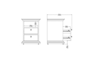 Paris Express Delivery Bedside Table 2 Drawers Matt Grey