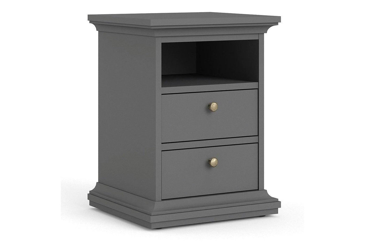 Paris Express Delivery Bedside Table 2 Drawers Matt Grey