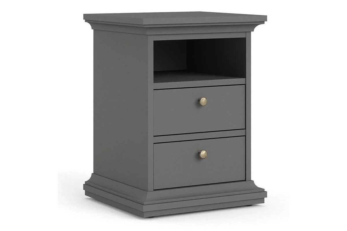 Paris Express Delivery Bedside Table 2 Drawers Matt Grey