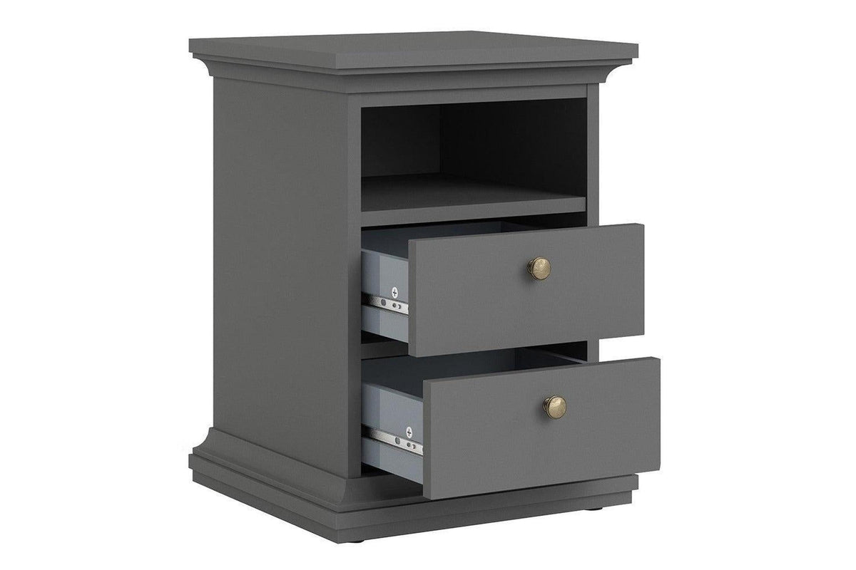 Paris Express Delivery Bedside Table 2 Drawers Matt Grey