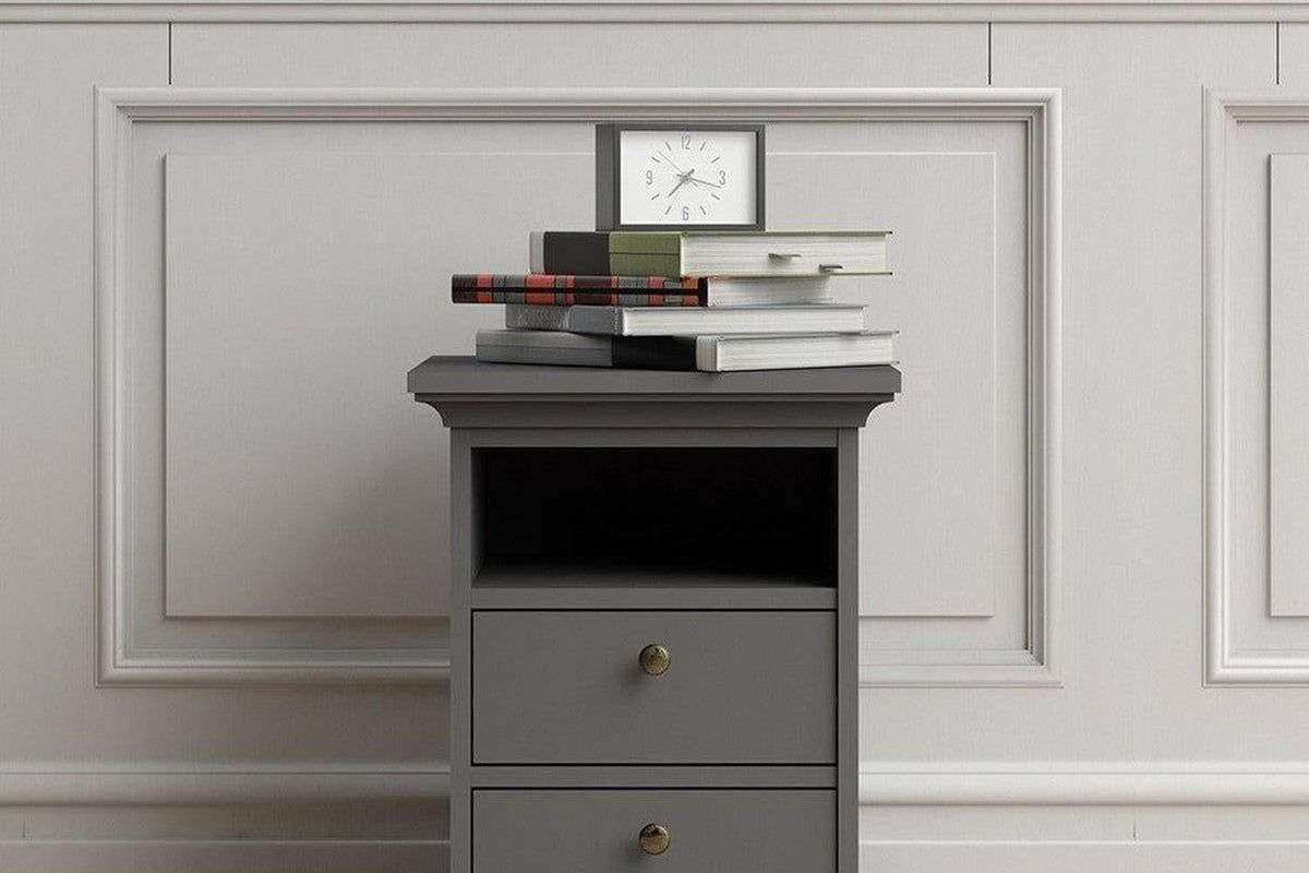 Paris Express Delivery Bedside Table 2 Drawers Matt Grey