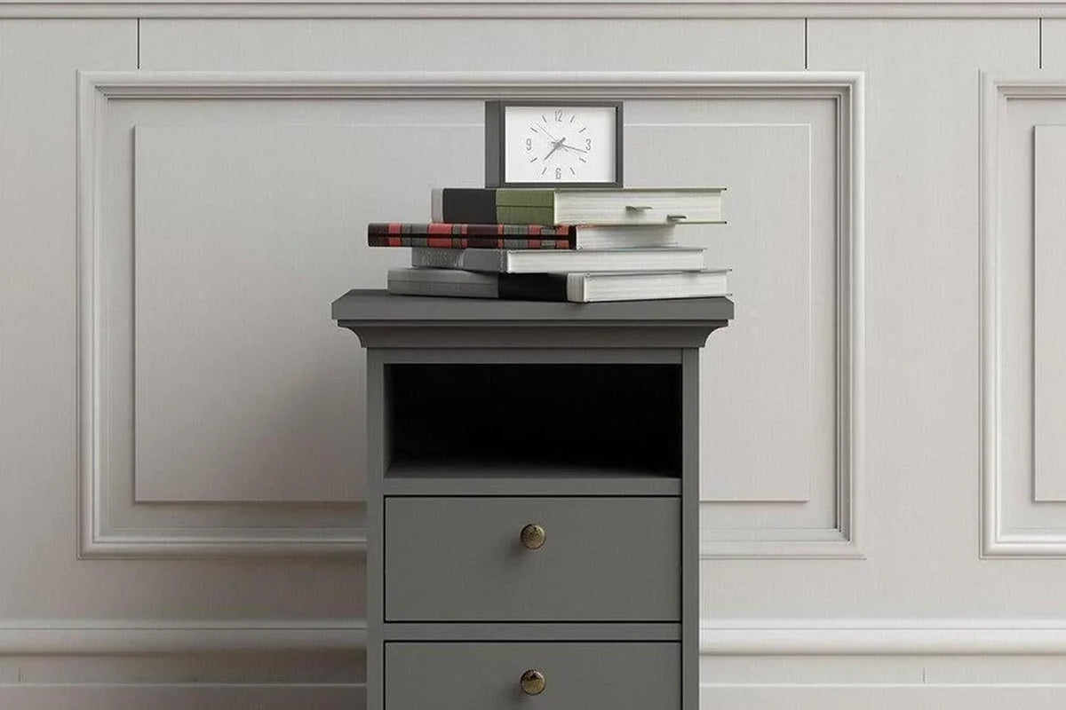Paris Express Delivery Bedside Table 2 Drawers Matt Grey