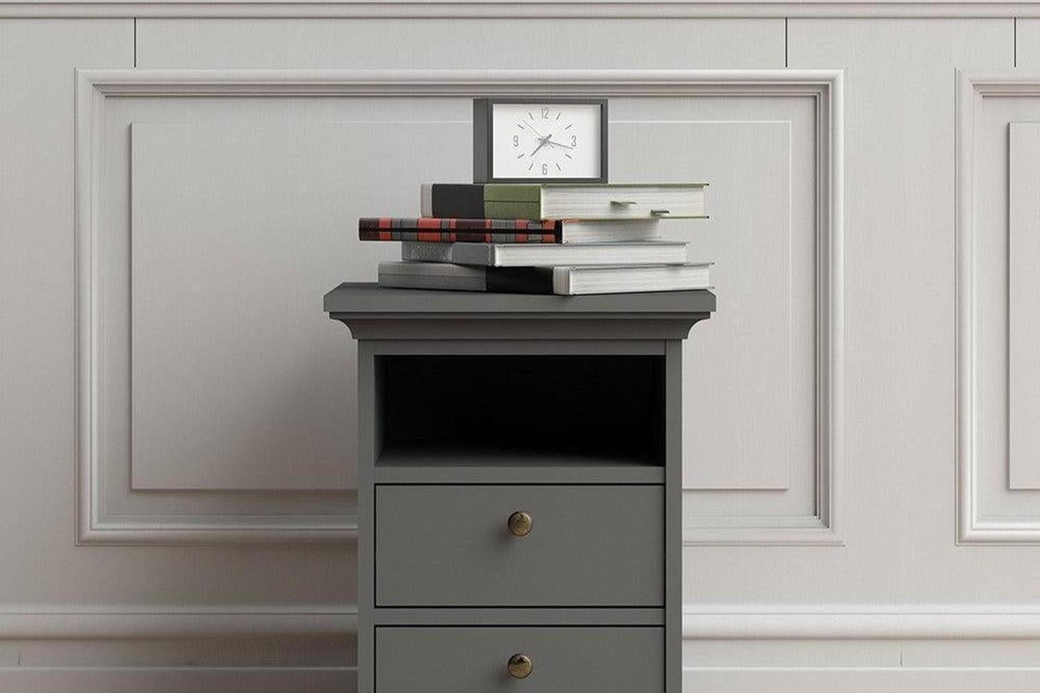 Paris Express Delivery Bedside Table 2 Drawers Matt Grey