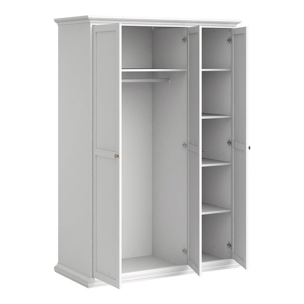 Paris Wardrobe 138 with 3 Doors White Fast Delivery