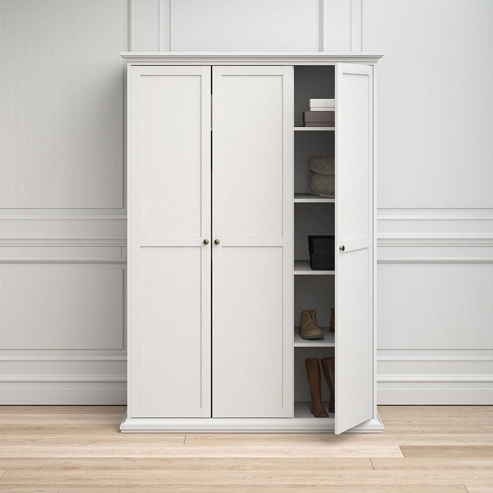 Paris Wardrobe 138 with 3 Doors White Fast Delivery