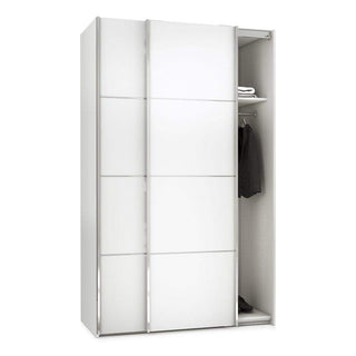 Verona I Sliding Wardrobe 120cm in White with White Doors with 2 Shelves - Msofas LTD