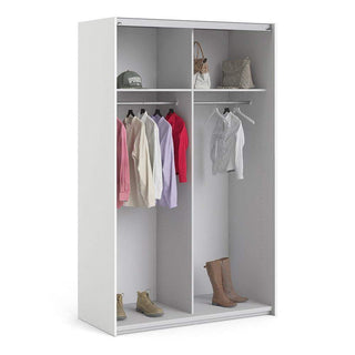 Verona I Sliding Wardrobe 120cm in White with White Doors with 2 Shelves - Msofas LTD