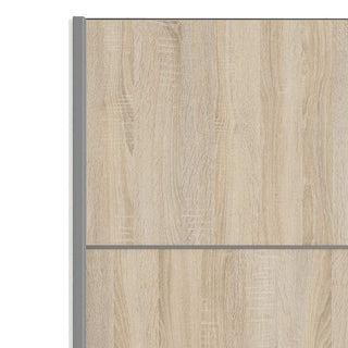 Verona Sliding Wardrobe 120cm in White with Oak Doors with 2 Shelves - Msofas LTD