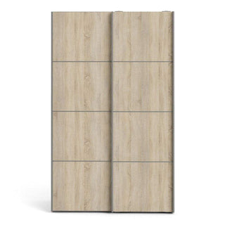 Verona Sliding Wardrobe 120cm in White with Oak Doors with 2 Shelves - Msofas LTD