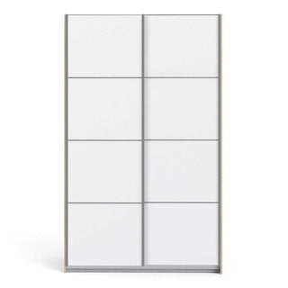 Verona Sliding Wardrobe 120cm in Oak with White Doors with 2 Shelves - Msofas LTD