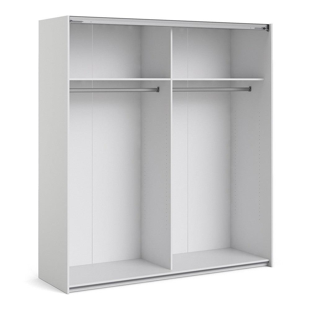 Verona II Sliding Wardrobe 180cm in White with White Doors with 2 Shelves