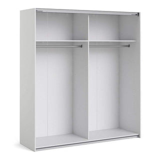 Verona II Sliding Wardrobe 180cm in White with White Doors with 2 Shelves - Msofas LTD