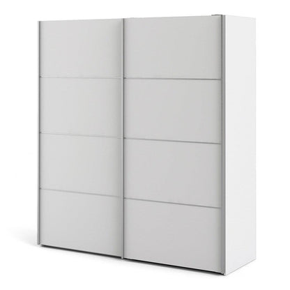 Verona II Sliding Wardrobe 180cm in White with White Doors with 2 Shelves