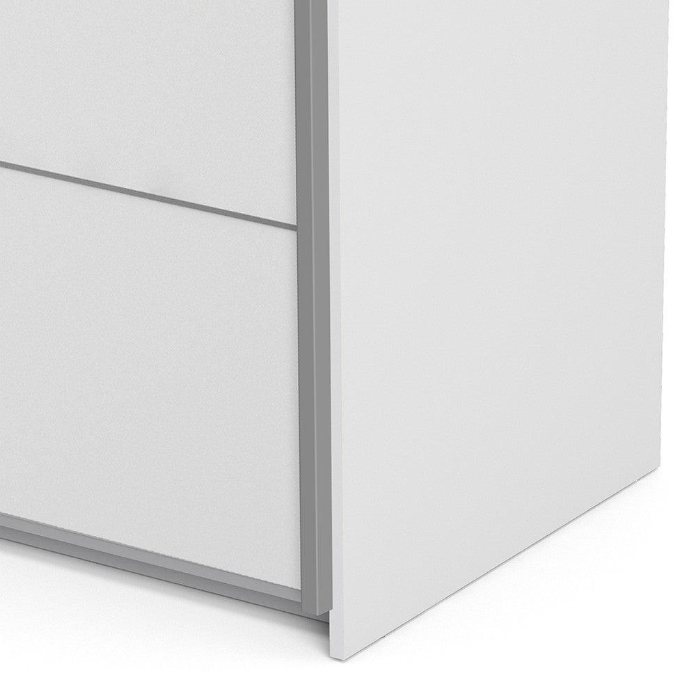 Verona II Sliding Wardrobe 180cm in White with White Doors with 2 Shelves