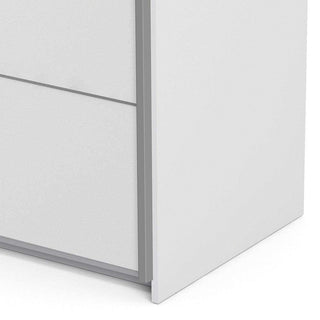 Verona II Sliding Wardrobe 180cm in White with White Doors with 2 Shelves - Msofas LTD