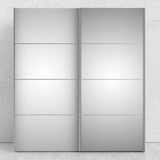 Verona Sliding Wardrobe 180cm in White with Mirror Doors with 2 Shelves - Msofas LTD