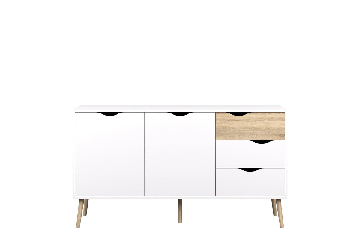 Oslo Large Sideboard 3 Drawers 2 Doors in White and Oak