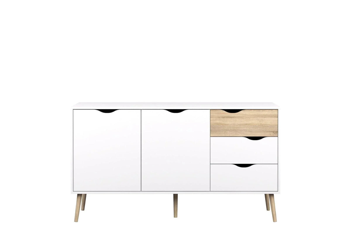 Oslo Large Sideboard 3 Drawers 2 Doors in White and Oak