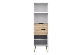 Oslo Bookcase with 2 Drawers and 1 Door White and Oak