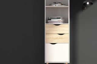Oslo Bookcase with 2 Drawers and 1 Door White and Oak